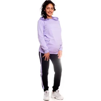 Be MaaMaa Těhotenské tepláky s lampasy - černé, vel. L