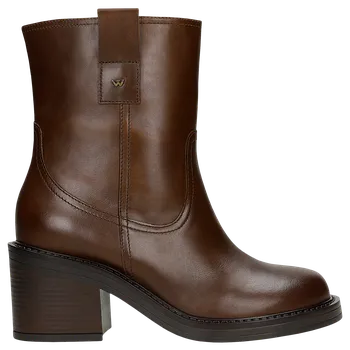 Dámské polobotky Hnědé Kožené Kotníkové Boty Na Podpatku Wojas 5528052 37