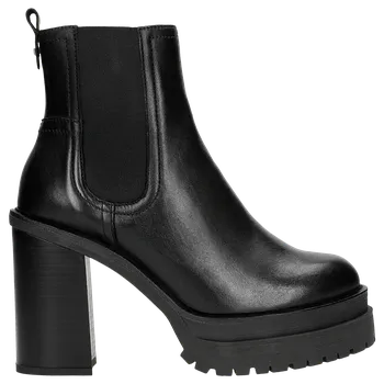 Dámské kozačky Černé Kožené Dámské Botky Na Sloupovém Podpatku Wojas 5522351 37