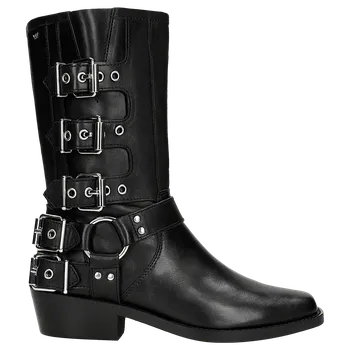 Dámské polobotky Černé Kožené Kovbojky V Motorkářském Stylu Wojas 5529351 38