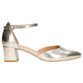 Dámské lodičky Elegantní Zlaté Dámské Lodičky Se Sloupkovým Podpatkem Wojas 3508658 39