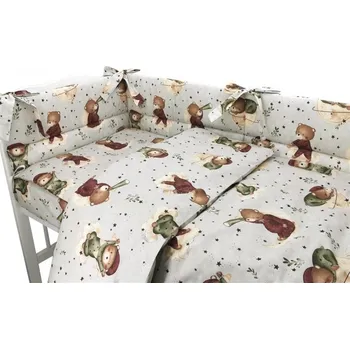 Povlečení Mantinel s povlečením, 3D, bavlna, Teddy and Moon - béžová, 135 x 100 cm