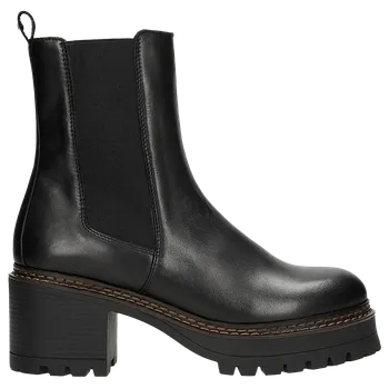 Dámské polobotky Černé Kožené Chelsea Boty Na Masivním Podpatku Wojas 5527251 38
