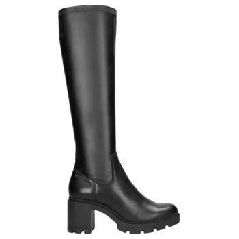 Dámské kozačky Černé Dámské Kožené Kozačky Na Masivním Podpatku Wojas 7102551 37