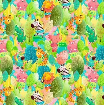 Úplet, Zelený lesík a mix zvířátek (E) (Top kvalitní úplet Bella digitisk)