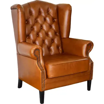 Křeslo Askont Chesterfield Harold: Kožené křeslo medové