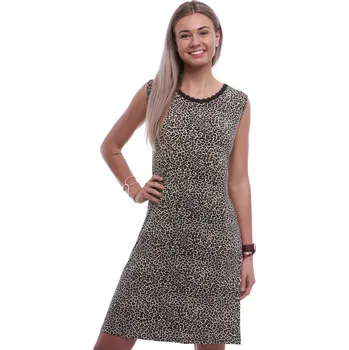 Dámská noční košile Hedvábně jemná košilka bez rukávů, pro ženy vzor JAGUÁR 1D1564 hnědá l