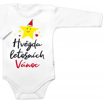 Body dlouhý rukáv Hvězda letošních Vánoc, Baby Nellys, bílé