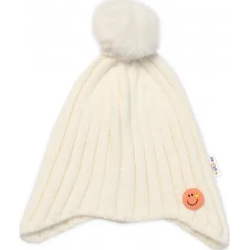 Čepice Dětská zimní čepice s bambulí Smile, Baby Nellys - smetanová, vel. 48-54 cm