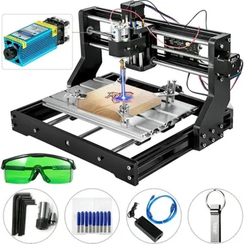 Frézka CNC Fréza + Laserová Gravírka 3018 PRO Laserový - Frézovací Gravírovací Plotr, 30 x 18cm Frézka + Laser 15000 mW