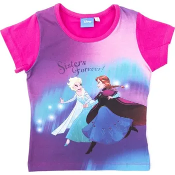 Dívčí tričko Exity KFT Dívčí tričko FROZEN sisters forever krátký rukáv růžové Barva: Růžová, Velikost: 116