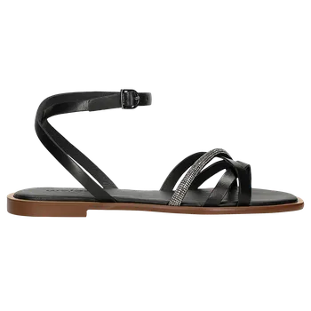 Dámské sandále Černé Ploché Dámské Sandály S Páskem S Kamínky Wojas 7618581 38