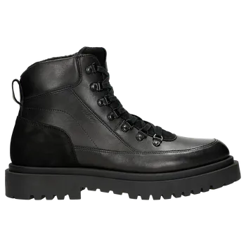 Pánské polobotky Černé Pánské Kotníkové Boty Z Kombinace Kůží Wojas 2408971 42
