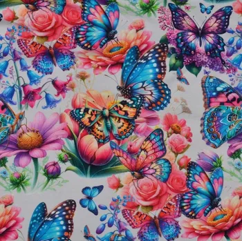 Úplet, Růžovomodří motýlci, květy (E) (Luxusní vzory z Turecka)