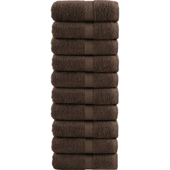 Utěrka vidaXL Premium žínky 10 ks hnědé 30 x 30 cm 600 g/m2 100% bavlna