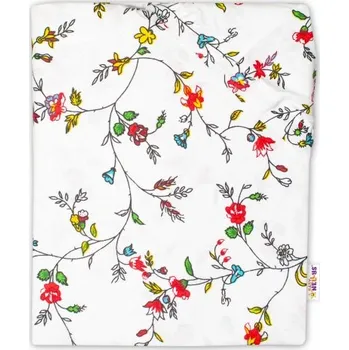 Prostěradlo Baby Nellys Bavlněné prostěradlo - Luční kvítky, bílé, roz. 140x70cm