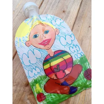 dětská jídelní sada Domky Klasická plnitelná kapsička, 140 ml - malovaná kresba - 1 ks