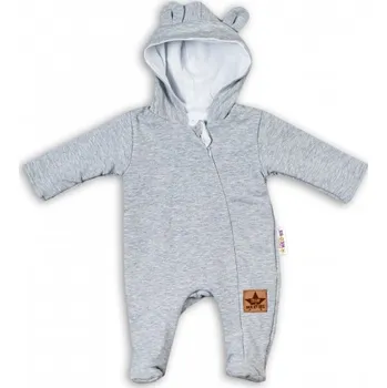 Kojenecký overall Baby Nellys Kojenecký teplákový overal s kapucí Teddy - šedý, vel. 86