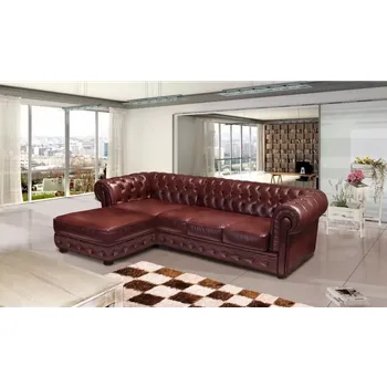 Sedací souprava ASKONT Chesterfield Recamira Kožená sedačka rohová Puncovaná / bez puncování