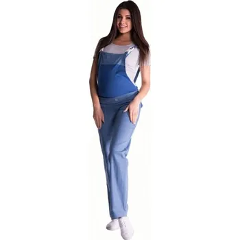 Těhotenská móda Be MaaMaa Těhotenské kalhoty s láclem - světlý jeans, vel. XXL