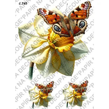 Umělecký papír Rýžový a soft papír na decoupage - Motýli - KB0745 Materiál: Soft, Rozměr: A4