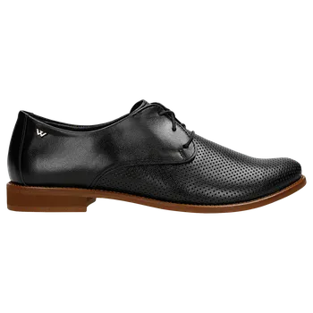 Dámské polobotky Černé Elegantní Dámské Oxfordky Z Perforované Kůže Wojas 4634251 39