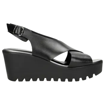 Dámské sandále Prémiové Letní Černé Dámské Sandály Na Klínkovém Podpatku Wojas 7605751 38