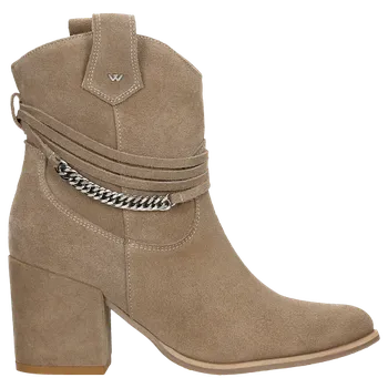 Dámské kozačky Béžové Dámské Kotníkové Boty Na Podpatku S Ozdobou Kolem Svršku Wojas 5520064 38