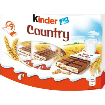 Čokoláda Kinder COUNTRY 9x 23.5 g čokoládová tyčinka (9 ks) (Jemná mléčná čokoláda s mléčnou náplní Kinder 23,5 g)