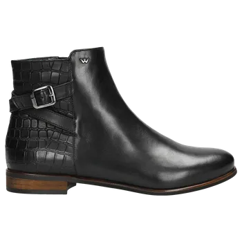 Dámské kozačky Stylové Černé Kožené Kotníkové Boty Dámské Na Zip Wojas 5506651 38