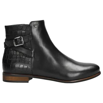 Dámské kozačky Stylové Černé Kožené Kotníkové Boty Dámské Na Zip Wojas 5506651 41