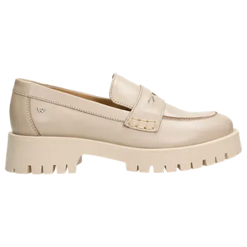 Dámské polobotky Klasické Béžové Dámské Polobotky Na Podpatku Z Hladké Kůže Wojas 4612454 39