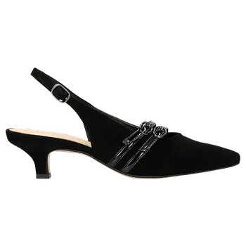 Dámské lodičky Černé Semišové Lodičky S Lakovanými Ozdobnými Pásky Wojas 3516071 41