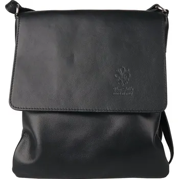 Kabelka Černá středně velká kožená crossbody kabelka no. 47