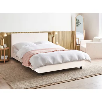 Postel Vodní postel krémově bílá buklé čalounění 140 x 200 matrace vysoké čelo moderní styl ložnice Beliani
