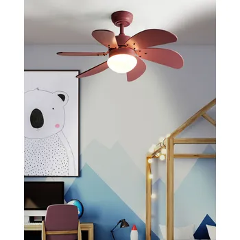 Stropní ventilátor Stropní ventilátor se světlem růžový syntetický materiál a překližka větrák dálkové ovládání moderní skandinávský obývací pokoj Beliani