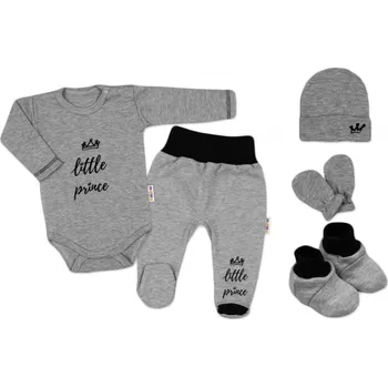 Kojenecká souprava 5-ti dílná soupravička do porodnice Little Prince, vel. 62 - šedá