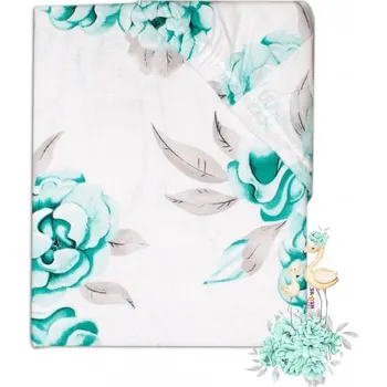 Prostěradlo Baby Nellys Dětské bavlněné prostěradlo do postýlky, Plameňák - mátový, 140 x 70