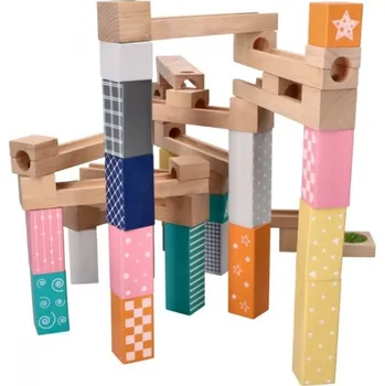 Kuličková dráha Adam Toys Dřevěná kuličková dráha, labyrint 53 dílků
