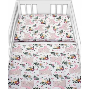 Povlečení Baby Nellys 2-dílné bavlněné povlečení Králíček na louce - růžová, bílá