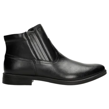 Pánské polobotky Černé Pánské Kotníkové Boty Z Kvalitní Hladké Kůže Wojas 2001651 40