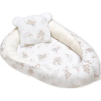 Hnízdečko pro miminko Oboustranné hnízdečko, podložka + polštářek 3D, Bavlna, Malý medvídek, bílé