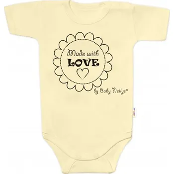Body krátký rukáv Made with love, Baby Nellys, žluté