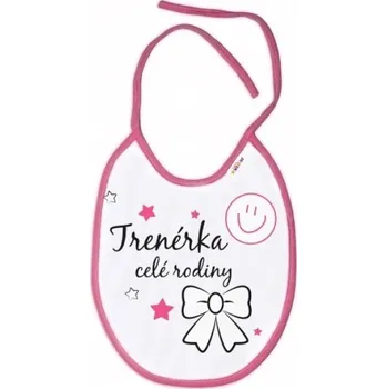 Bryndák Baby Nellys Nepromokavý bryndáček Trenérka celé rodiny, 24 x 27 cm - růžový