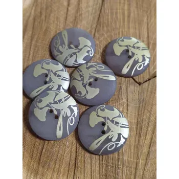 Knoflík Knoflík velký dvoudírkový barva hnědá zlatá