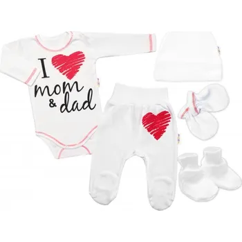 Kojenecká souprava 5-ti dílná soupravička do porodnice I love mom & dad, vel. 62, uni