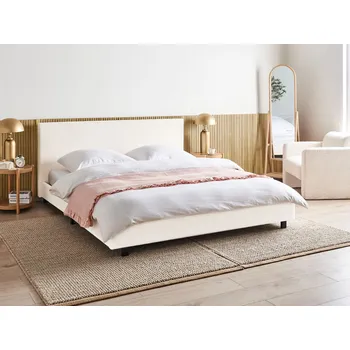 Postel Vodní postel krémově bílá buklé čalounění 180 x 200 matrace vysoké čelo moderní styl ložnice Beliani