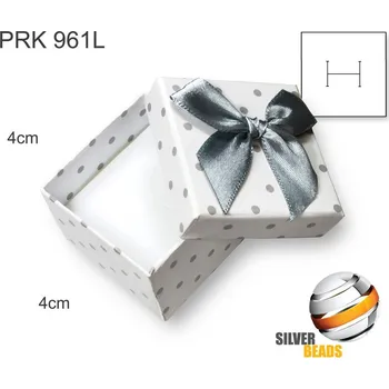 Dárková krabička Krabička na šperky. Materiál papír + okrasná stužka. Ozn. PRK 961L. Barva BÍLÁ s puntíky a ozdobnou stužkou ..