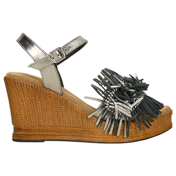 Dámské sandále Metalické Sandály Na Vysokém Klínu S Ozdobou Na Řemínku Wojas 7618450 37