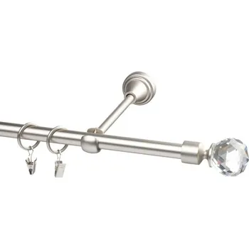 iron jednotyč komplet-KRYSTAL Barva: chrom mat, Délka: 120 cm, typ kroužků: kroužky se žabkami